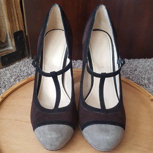 Anne Klein Suede MaryJane Color Block Heels